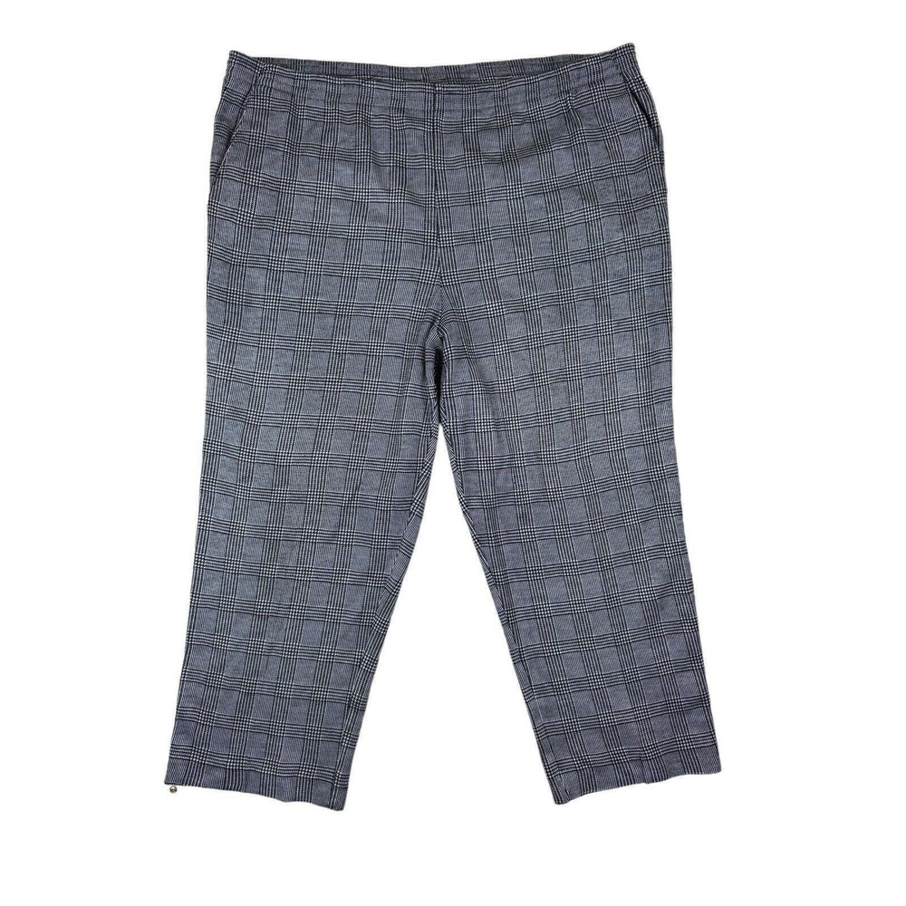 Alfred Dunner Pants‎ Womens 14 Gray Pull On Classic Fit Short Plaid Pockets